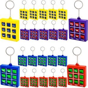 24 Packs Tic-Tac-Toe Keychain Game Pendant Mini Portable Pocket Board Games
